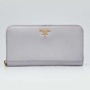 Prada Light Purple Saffiano Leather Zippy Long Wallet
